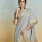 Light Grey - Handloom  -Cotton Silky Banarasi Saree with Blouse Piece - SHISLI960001 10KT25