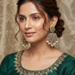 Gold / LCT Stones - Antique Polki &amp; Pearl Chandbali Earrings - 6ER223 10R26