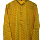 Haldi Yellow - Lucknawi Chikankari Chiffon Self Embroidered Mens Indian Kurta set - Weddings / Walimas , Sangeet, Mehndi / Henna , Eid / Diwali - SHU2607 05KP26