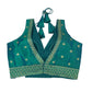 Turquoise - Dupion Silky Saree / Lehenga blouse - 38" Bust (UK 12) Can be let out to size 16  - AF2406 H 0324