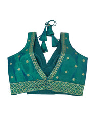 Turquoise - Dupion Silky Saree / Lehenga blouse - 38