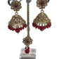 Red - Medium - Antique Gold Finish Necklace Set with Earrings - DAJ471 KY 0724