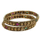 Pair of Antique Gold Finish Hand Crafted Rajasthani Bangles - UK stock - SB1157 T