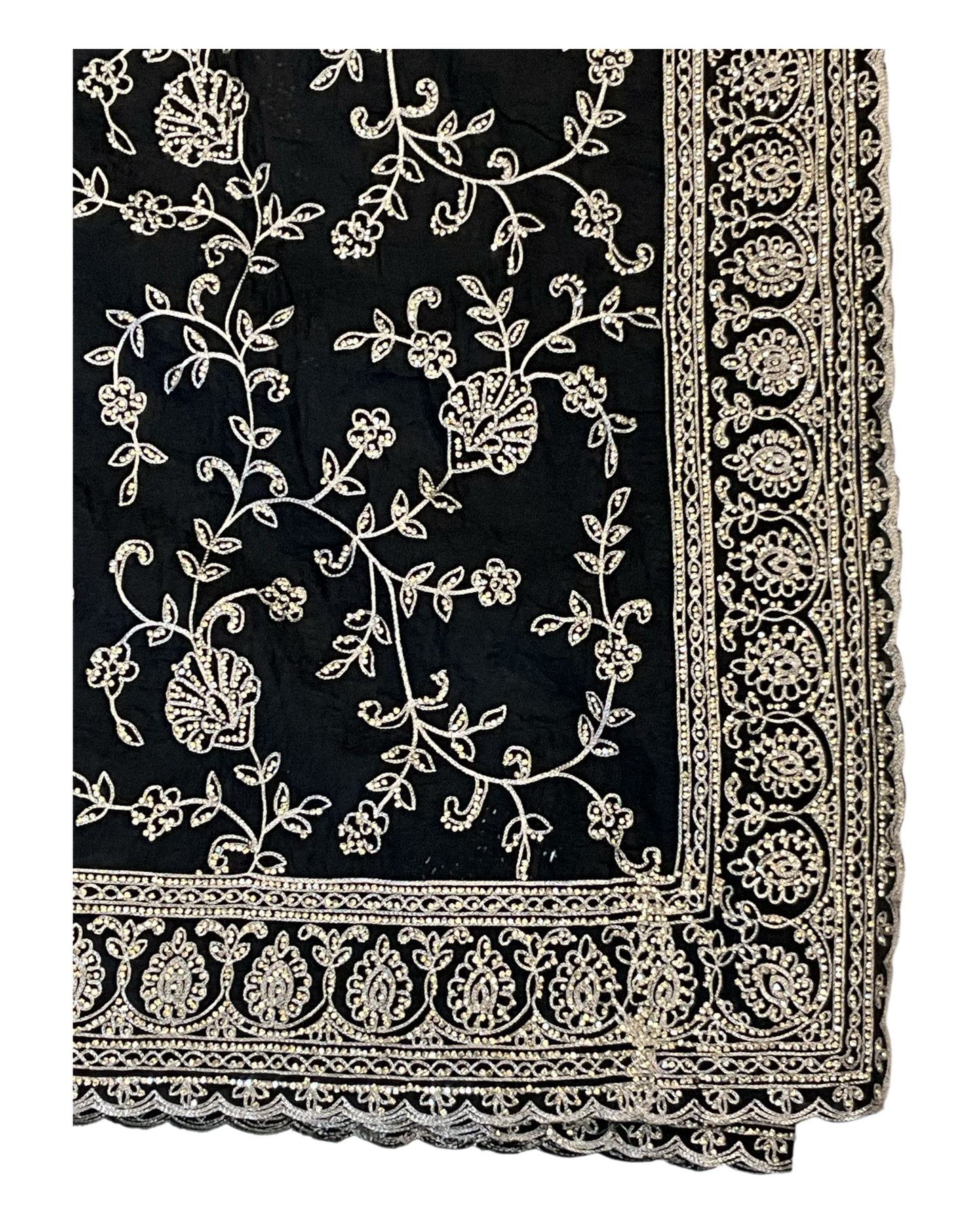 Black - Rich Saree with Allover Embroidery and Blouse Piece - UK stock - 24hr Dispatch - RS2507 PT