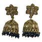 Navy - Small - Antique Finish Traditional Zhumki Earrings - Bollywood - Weddings - SV2406  J 0724