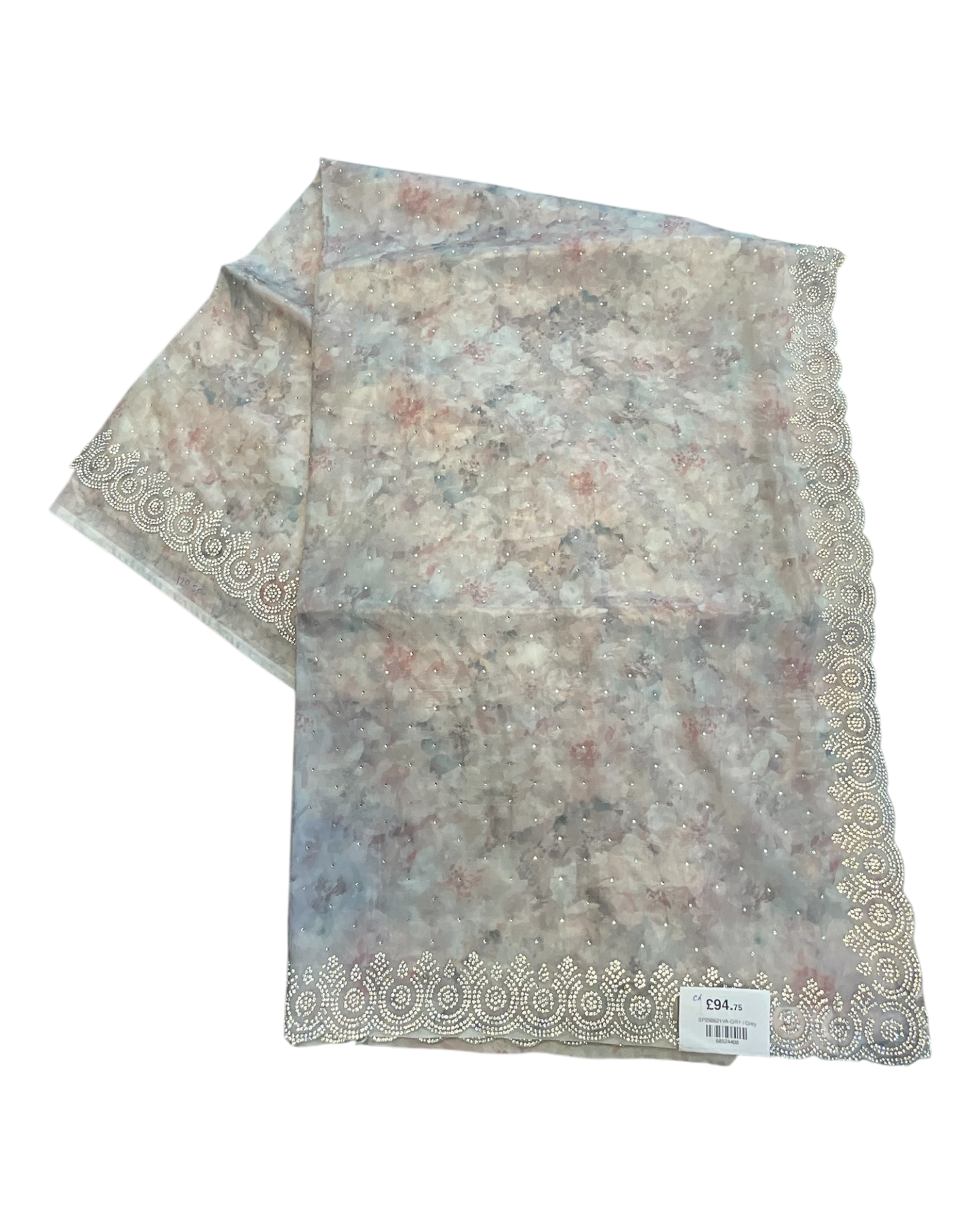 Silver / Grey - Fancy Embroidered Saree with Blouse Piece - UK stock - 24hr Dispatch - SP250621 VA