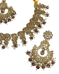 Brown - Large Size Necklace Set with Earrings - PRI1752 KK 0424