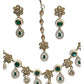 Green - Antique Gold Finish Necklace & Earrings Set - Bollywood - Weddings - KAJ1038 11KV24