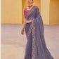 Purple - Chiffon Saree with Fancy Ready made Blouse - TAT6909  TR 0624