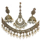 Gold / Neutral - Antique Gold Finish Necklace & Earrings Set - Bollywood - Weddings - KAJ1035 11KK24