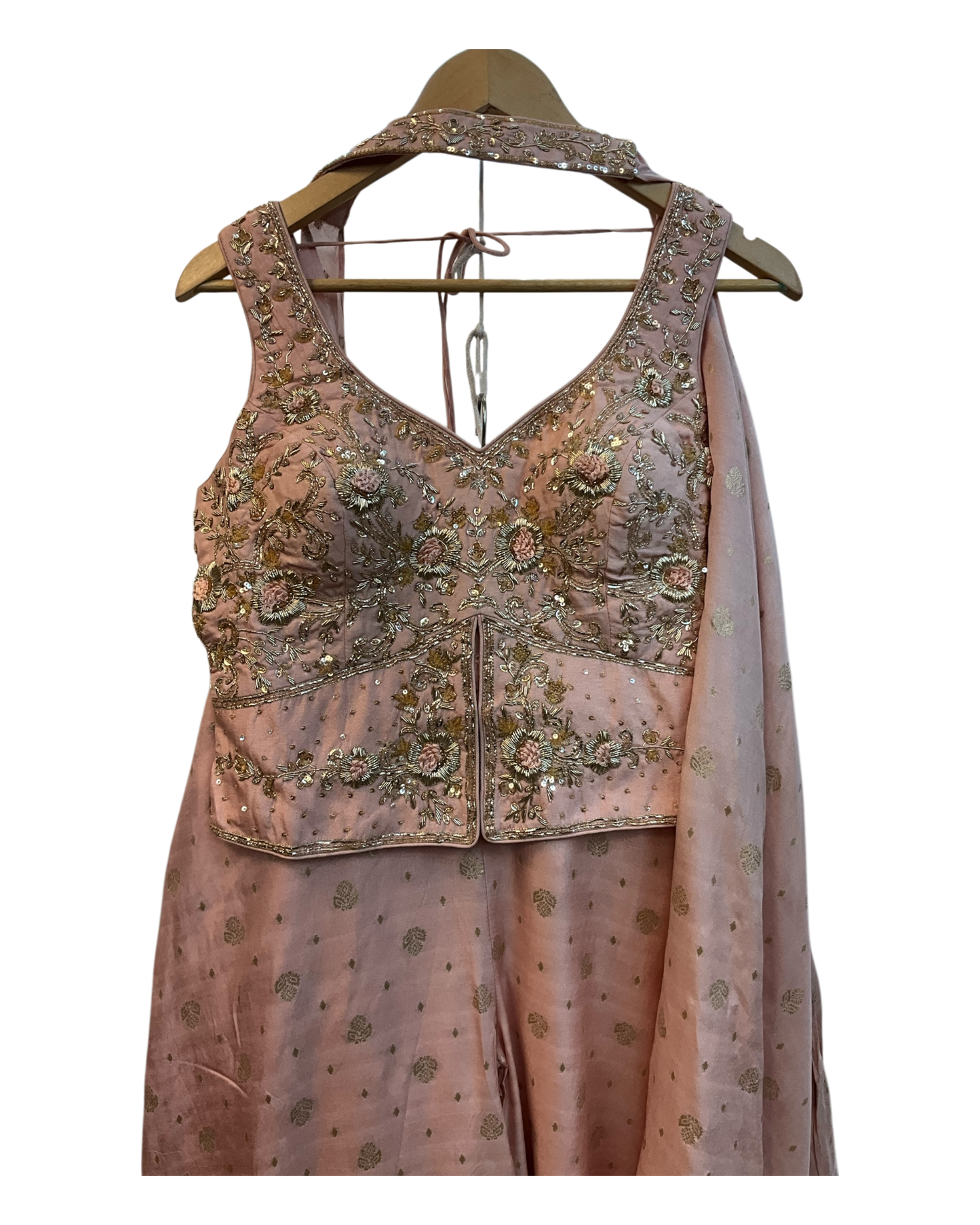 UK 12 / 38" - Baby Pink - Designer Ladies Indian Short Top Palazzo Trousers Suit - UK Stock - 2/3 days delivery - VMK JINA RY