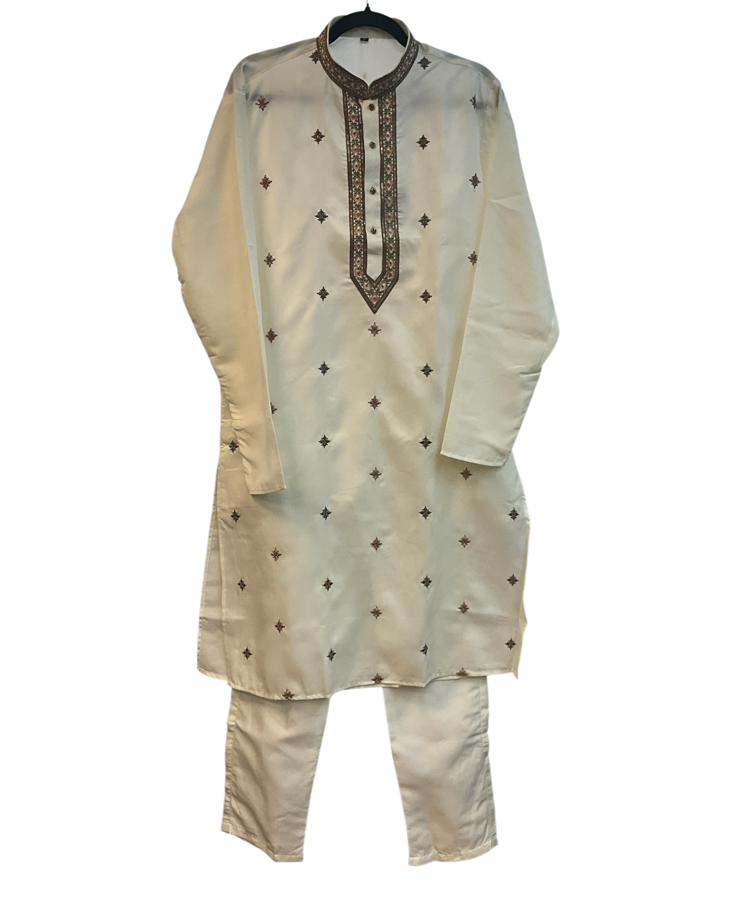 White / Off White - Soft Cotton Silky Mens Kurta Set with Neck Thread Embroidery- Sangeet Mehendi Haldi - KCS1025 06VY26