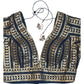Petrol Blue - Fully Embroidered Low Front and Back Gota Patti Saree / Lehenga blouse - 40" Bust (UK 14) Can be let out to size 16  - B214 01KP25
