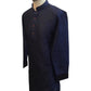 Navy Blue - Raw Silky Mens Indian Kurta set - Pair with a waistcoat or wear under Sherwanis - Weddings / Walimas , Sangeet, Mehndi / Henna , Eid / Diwali - BS2504 01KV25