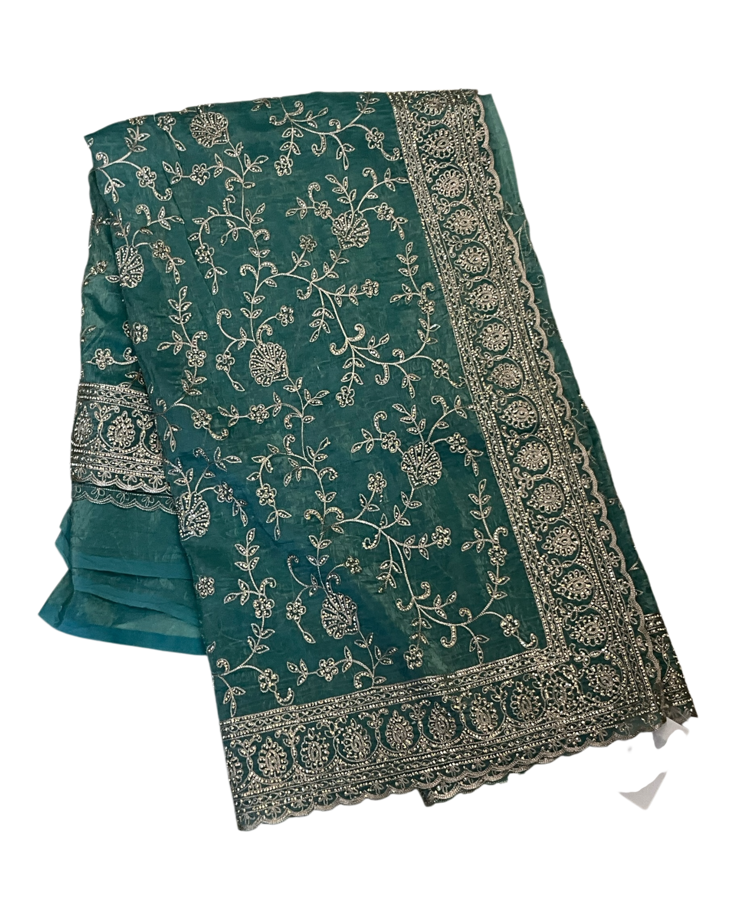 Light Blue - Rich Saree with Allover Embroidery and Blouse Piece - UK stock - 24hr Dispatch - RS2507 PT
