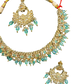 Turquoise Blue - Medium Size Antique Gold Finish Necklace Set with Earrings - RZ31 KYp