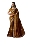 Dark Gold - Fancy Party Saree with Blouse Piece - UK stock - 24hr Dispatch - LTF901 07VV26