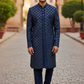 Blue - Mens Knee Length  Jacket with Long Waistcoat - Sherwani / Indo-Western - Fantastic Fit - KCS6625 03TT26