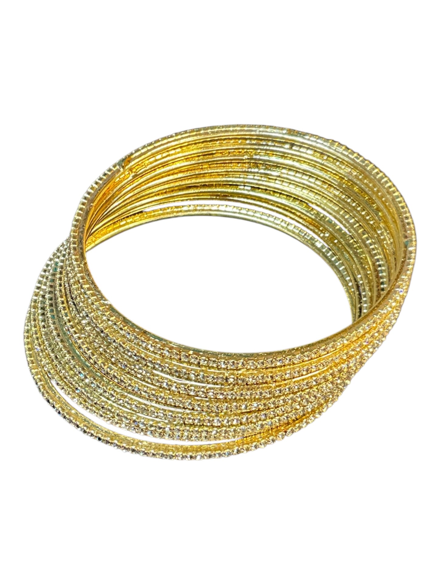 Clear / White Stones - Set of 8 Diamante Stone Bangles -  M to XXL - HAN2602 07Ka26