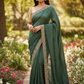 Sage Green - Chiffon - Fancy Party Saree with Blouse Piece - 11KP24 SP2423