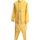 Haldi Yellow - Mens Kurta Set with Rich Brocade Waistcoat  - SHU2507 TY 0325