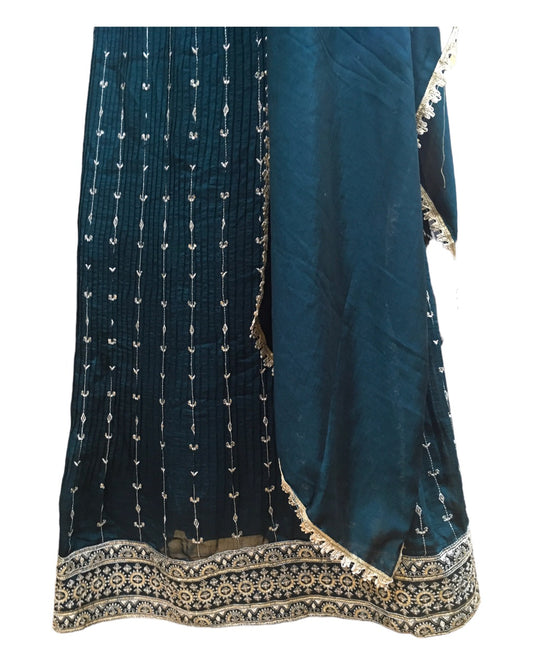 Teal Blue Lehenga Set - Size 12(38") - UK Stock - 24h Dispatch - KTC2411 VR0124