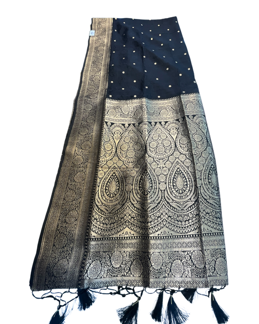Black - Traditional Handloom Saree with Blouse Piece - UK stock - 24hr Dispatch - SP2630 KP