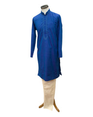 Blue - Cotton Silky Mens Kurta Set - Sangeet Mehendi Haldi - KCS1150 KK 0923