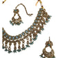 Sky Light Blue - Medium - Antique Gold Finish Necklace Set with Earrings - RAK185 Cp 0724