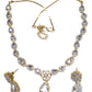 Clear - American Diamond Style Gold Finish Small Size Necklace Set with Earrings - AE2422 11H24