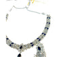 Navy Blue - Small Size Silver Finish Necklace Set with Earrings - SJ05 08C25
