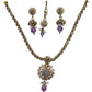 Lilac - Small Size Antique Gold Finish Necklace Set with Earrings & Head Piece /Tika- SLV79  11A24