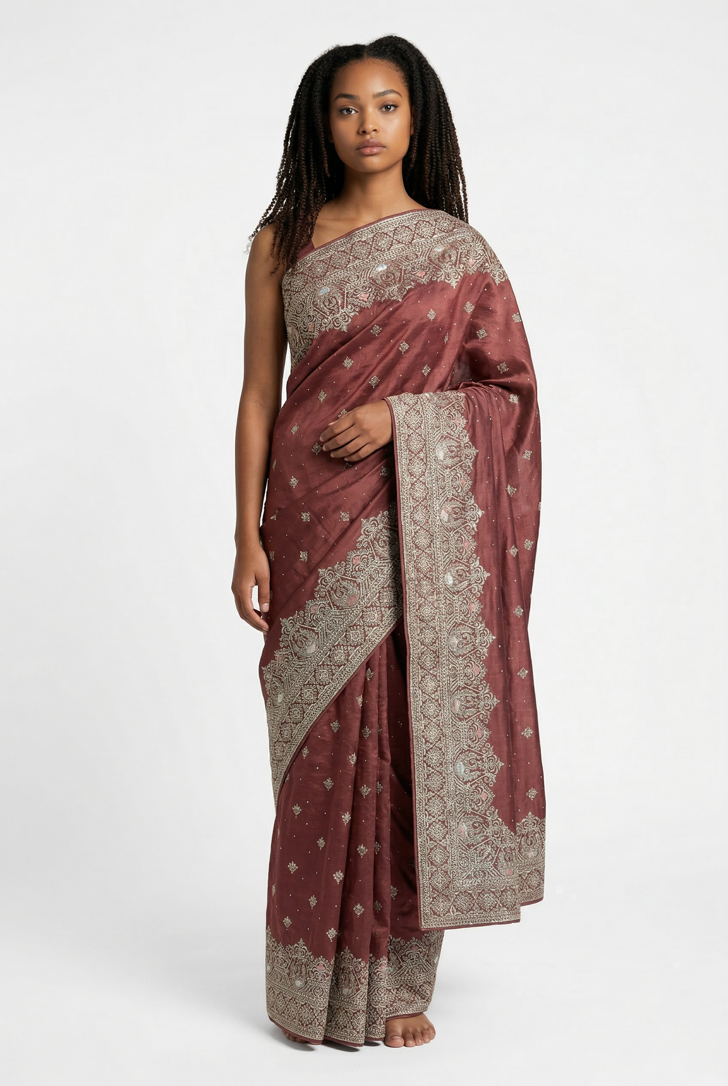 Coral - Fancy Party Saree with Blouse Piece - UK stock - 24hr Dispatch - VFU5348 03VV26
