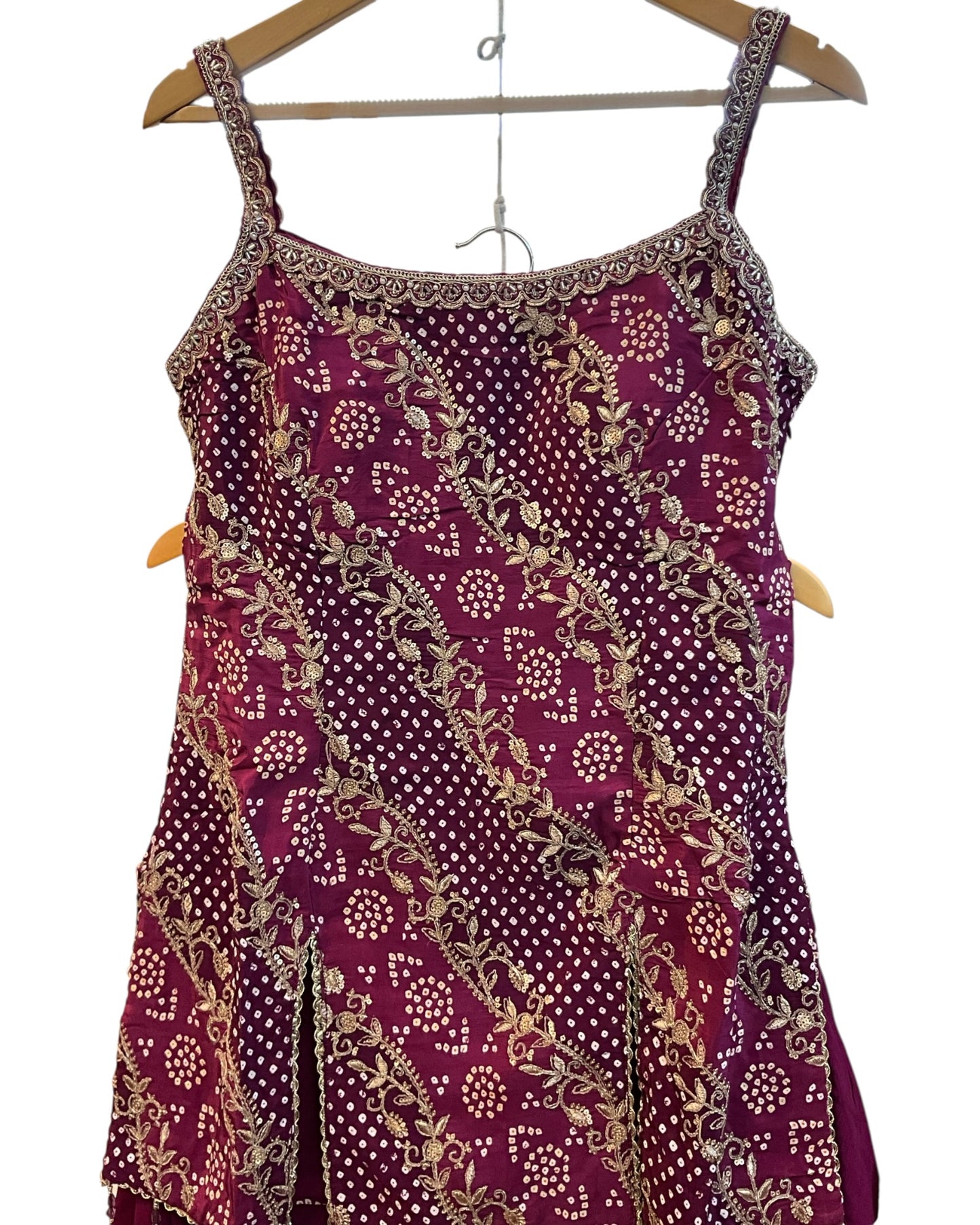 UK 12 / 38" - Wine - Ladies Sharara / Palazzo Trousers Suit - UK Stock - Sangeet / Henna / Weddings - DIL9427 JY