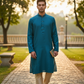 Teal - Banarasi Handloom Brocade Mens Indian Kurta set - UK Stock - Weddings / Walimas , Sangeet, Diwali, Eid, Mehndi / Henna - VEE2521 KJ