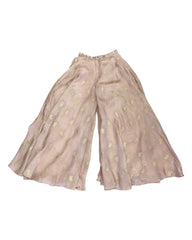 Champagne / Peach - Designer Ladies Short Top Palazzo Trousers Suit - Size 12 (38