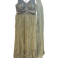 Size UK 14 (40" Bust) Sleeveless - Light Gold - Silky Lehenga Set - Mehndi / Sangeet / Bridesmaids / Weddings / Garba  - UK Stock - 24h Dispatch - KM- Balsa 07TR26
