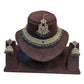 Navy Blue - Medium Size Antique Gold Finish Necklace Set with Earrings & Tika Head piece - GGA05  KV 0525