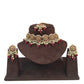 Maroon  - Large Size Antique Gold Finish Necklace Set with Earrings - RAK05  VY 0424