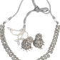 Clear / Neutral - Small Size Silver Finish Necklace Set with Earrings - SV2402  H 0424