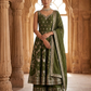 Size 12 (38") - Henna Green - Designer -  Ladies Long Top / Dress Anarkali Trousers Suit - VMK Harleen CY