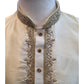 Light Gold - Rich Silky Mens Indian Kurta set with Hand Embroidery - Weddings / Walimas , Sangeet, Mehndi / Henna , Eid / Diwali - BS2506 01TC25
