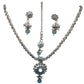 Light Blue - Small Size Silver Finish Necklace Set with Earrings & Head Piece /Tika- SLV79  11A24