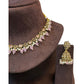 Pink - Medium Size Antique Gold Finish Necklace Set with Earrings - RAK375 Pp