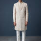 Cream - Rich Banarasi Brocade Sherwani with Pearls and Light Pink Embroidery - JF002 05RP26