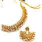 Pearl / Gold - Medium Size Gold Finish Necklace Set with Earrings - Bollywood - AE2515 08C25