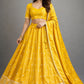 Haldi Yellow - Silky Lehenga Set - Mehndi / Sangeet / Bridesmaid / Weddings / Garba  - Size UK 12 (38" Bust) Adjustable to Size 14 - UK Stock - 24h Dispatch - AF2602 02TY26
