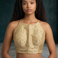 36" / UK 10 - Gold - Mirror Work Strap Saree Blouse with cups - UK Stock - Quick Delivery - RNK - R778 -KY