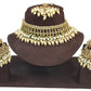 Gold / Neutral - Large Size Antique Gold Finish Necklace Set with Earrings - JE15  KY 0424