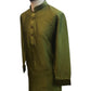 Henna Mehndi Green - Raw Silky Mens Indian Kurta set - Pair with a waistcoat or wear under Sherwanis - Weddings / Walimas , Sangeet, Mehndi / Henna , Eid / Diwali - BS2504 01KV25